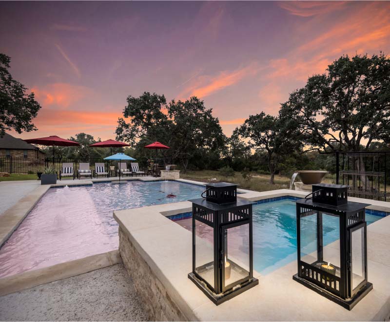 Backyard pool during dusk