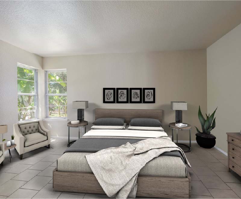 Virtual staging for a bedroom