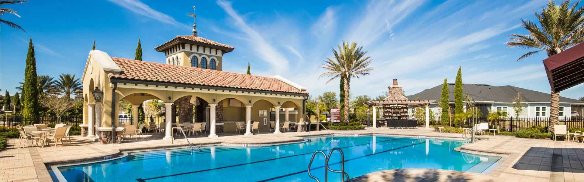 Luxury resort with a large pool